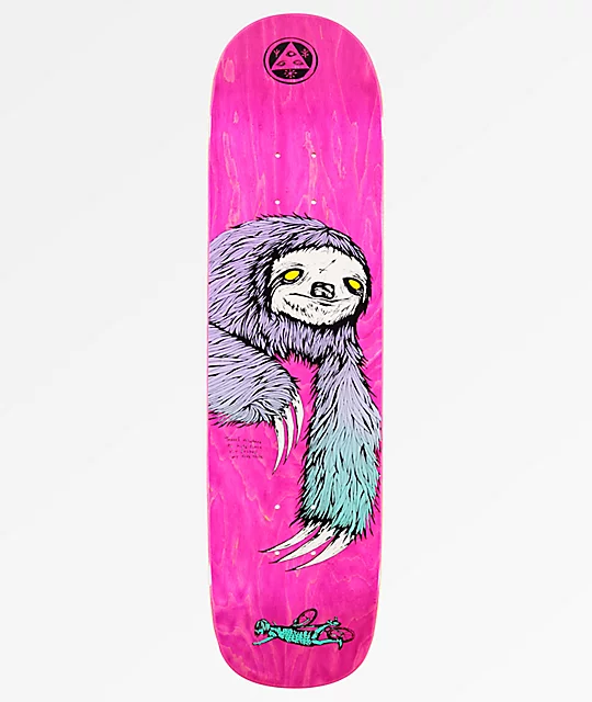 WELCOME SKATEBOARDS Welcome Sloth On Bunyip 8.0" Pink Stain Skateboard Deck