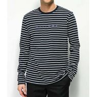 WELCOME SKATEBOARDS Welcome Scrawl Navy & White Striped Long Sleeve T-Shirt