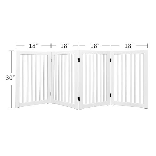  WELLAND Freestanding Wood Pet Gate White, 72-Inch Width, 30-Inch Height (No Support Feet)