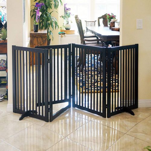  WELLAND Wood Freestanding Pet Gate Espresso, 54-Inch Width, 30-Inch Height (No Support Feet)