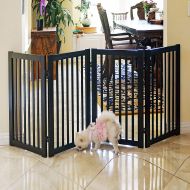 WELLAND Freestanding Wood Pet Gate Espresso, 72-Inch Width, 30-Inch Height (No Support Feet)