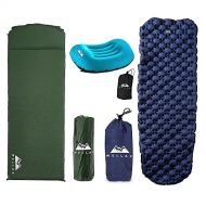 WELLAX UltraThick FlexFoam Sleeping Pad, Ultralight Air Sleeping Pad and Ultralight Camping Pillow