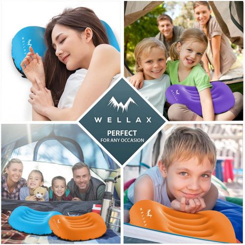  WellaX Ultralight Camping Pillow - Compact, Inflatable, and Comfortable Pillow for Travel, Backpacking and Camping - Perfect Camping
