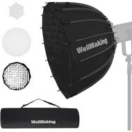 WELLMAKING 23.6inch/60cm Parabolic 16K Softbox Quick Set up and Folding, with Diffusers/Honeycomb Grid/Bag,Compatible with Bowens Mount Light for Portrait or Product Photography Studio Flash Monolight