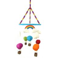 WELLTED PopLife Hot Air Balloon Baby Crib Mobile - 100% New Zealand Organic Wool, Handmade Nursery...