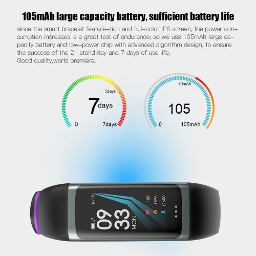  WELTEAYO Fitness Tracker, Activity Tracker Watch with Heart Rate Monitor, Color Screen Smart Bracelet with Sleep Monitor, IP67 Waterproof Smart Bracelet for Android and iOS (G26-Bl