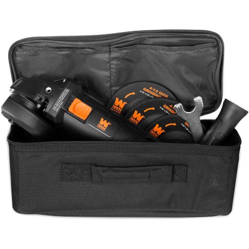  WEN 94475 7.5-Amp 4-1/2-Inch Angle Grinder with Reversible Handle, Three Grinding Discs, and Carrying Case