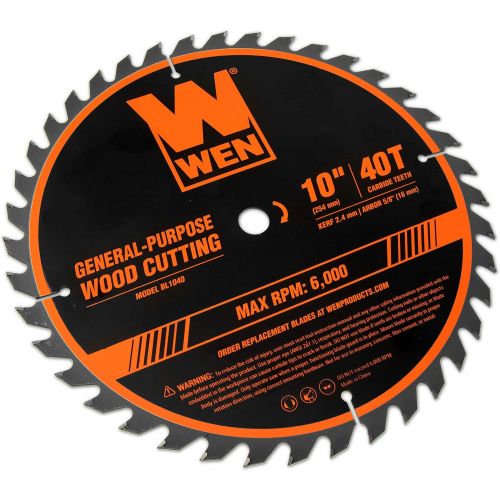  WEN BL1040 10-Inch 40-Tooth Carbide-Tipped Professional Woodworking Saw Blade for Miter Saws and Table Saws
