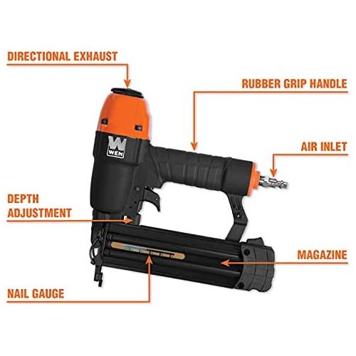  [아마존베스트]WEN 61721 18-Gauge 3/8-Inch to 2-Inch Pneumatic Brad Nailer with 2000 Nails