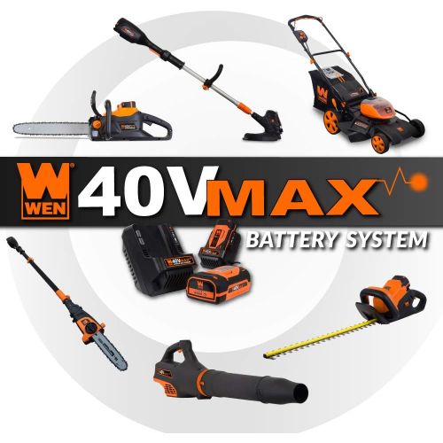  WEN 40421 40V Max Lithium Ion 10-Inch Cordless and Brushless Pole Saw with 2Ah Battery and Charger