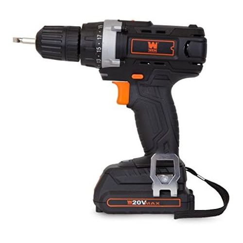  WEN 49120 20V MAX Lithium-Ion Cordless DrillDriver with Battery, Bits and Carrying Bag