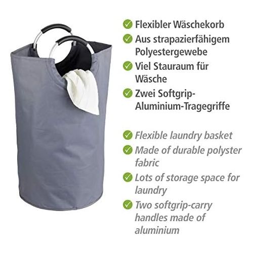  Wenko Waschesammler Jumbo - Waschekorb, Multifunktionstasche Fassungsvermoegen: 69 l, Ø 38 x 72 cm, anthrazit