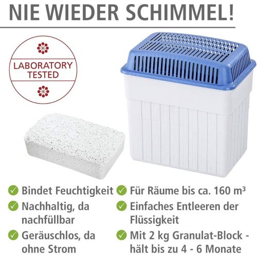  Wenko WENKO Feuchtigkeitskiller 2 kg, Raumentfeuchter, 23 x 24 x 15.5 cm, grau