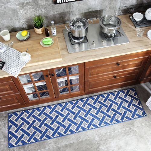  WENZHE-Carpet WENZHE Kitchen Mat Carpet Rugs Doormats Non-slip Water Absorption Oil-proof Machine Washable, Thick 6mm, 3 Sizes Floor Mats Set (Color : Blue, Size : 4560cm)