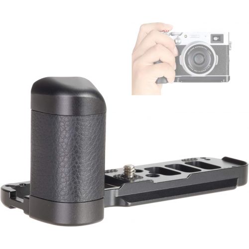  WEPOTO X100V-C Hand Grip Quick Release Plate L Bracket QR Plate Compatible with Fujifilm X100V X100F Camera -Aluminium Leather