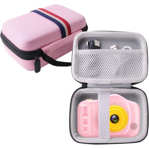  WERJIA Travel Case for Keepwe/Voltenick/KIDWILL Kids Digital Camera Case and Kids Action Camera Accessories Case Only (Pink)