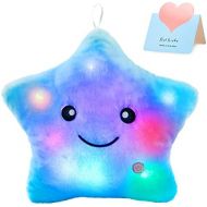 [아마존베스트]WEWILL Creative Twinkle Star Glowing LED Night Light Plush Pillows Stuffed Toys (Blue)