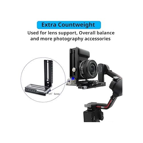  Aluminum L Bracket Vertical Horizontal Switching Camera Quick Release Plate Compatible for Zhiyun Weebill-S Zhiyun Crane 2/Crane 3 Gimbal Stabilizer Tripod Monopod