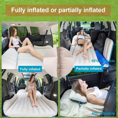  WEY&FLY SUV Air Mattress Thickened and Double-Sided Flocking Travel Mattress Camping Air Bed Dedicated Mobile Cushion Extended Outdoor for SUV Back Seat 4 Air Bags