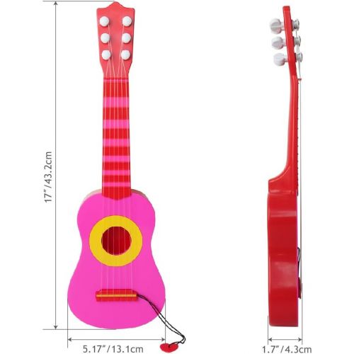  [아마존베스트]WEY&FLY Kids Toy Guitar 6 String, Baby Kids Cute Guitar Rhyme Developmental Musical Instrument Educational Toy for Toddlers