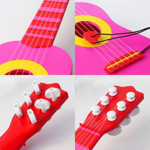  [아마존베스트]WEY&FLY Kids Toy Guitar 6 String, Baby Kids Cute Guitar Rhyme Developmental Musical Instrument Educational Toy for Toddlers