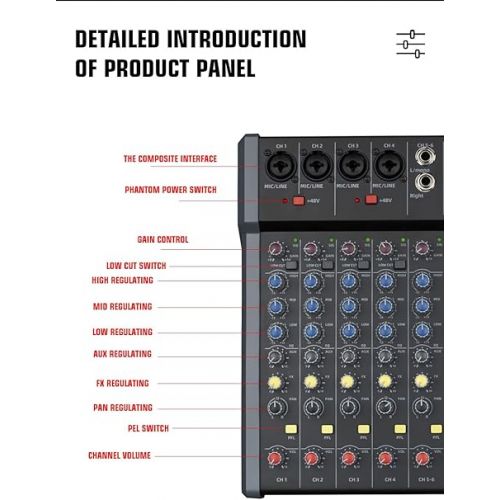  B120 Professional Mixer for Recording DJ Stage Karaoke Music Application w/ 99 DSP Effect USB Drive for Computer Recording Input, XLR Microphone Jack, 48V Powerfor Professional (12-Channel)