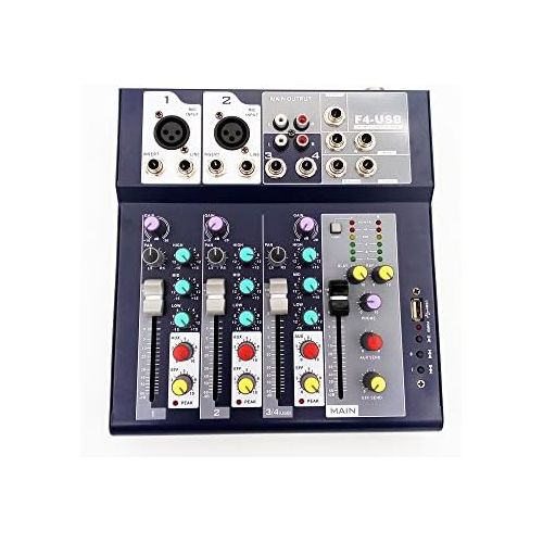  [아마존베스트]Weymic Professional Mixer | 4-Channel 2-Bus Mixer with USB disk Input 48V Phantom Power for Recording DJ Stage Karaoke Music Application