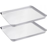 WEZVIX Stainless Steel Baking Sheet Set of 2 Tray Cookie Sheet Toaster Oven Pan Rectangle Size 12.5 x 10 x 1 inch, Non Toxic, Rust Free & Less Stick, Thick & Sturdy, Easy Clean & D