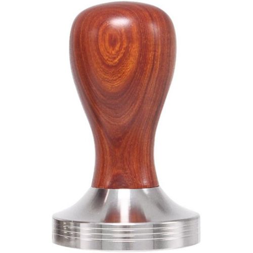  WElinks Stainless Steel Base Coffee Tamper w/Wooden Handle, 49/51/58mm Thread Base Espresso Tamper Heavy Duty Coffee Bean Press Barista Tools Coffee Grind Pressing Coffee Shop Grinder Supp