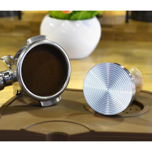  WElinks Stainless Steel Base Coffee Tamper w/Wooden Handle, 49/51/58mm Thread Base Espresso Tamper Heavy Duty Coffee Bean Press Barista Tools Coffee Grind Pressing Coffee Shop Grinder Supp