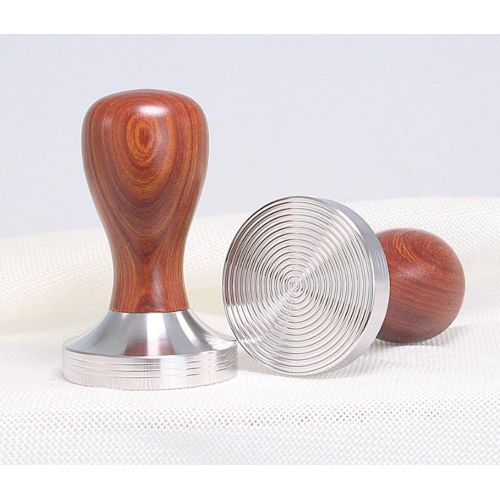  WElinks Stainless Steel Base Coffee Tamper w/Wooden Handle, 49/51/58mm Thread Base Espresso Tamper Heavy Duty Coffee Bean Press Barista Tools Coffee Grind Pressing Coffee Shop Grinder Supp