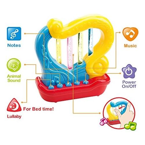  [아마존베스트]WEofferwhatYOUwant Set of 3 Trumpet, Drum and Harp Music Toys with Batteries | Musical Instruments for Baby Learning and Entertainment