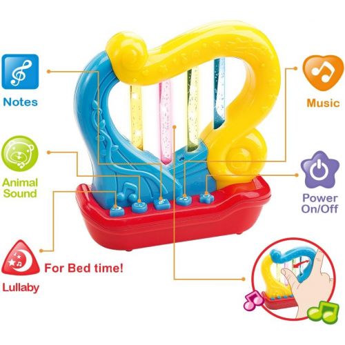  [아마존베스트]WEofferwhatYOUwant Set of 3 Trumpet, Drum and Harp Music Toys with Batteries | Musical Instruments for Baby Learning and Entertainment