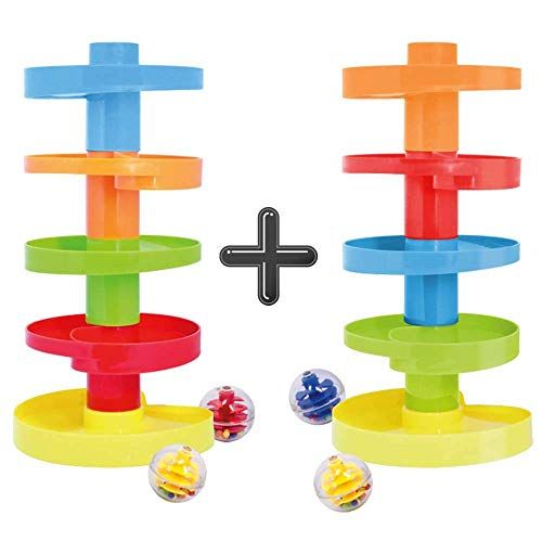  [아마존베스트]WEofferwhatYOUwant Educational Ball Drop Toy for Kids - Spinning Swirl Ball Ramp 2 Sets Activity Toy for Toddlers and Babies Safe for 9 Months and up.