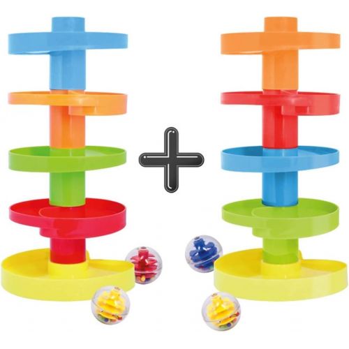  [아마존베스트]WEofferwhatYOUwant Educational Ball Drop Toy for Kids - Spinning Swirl Ball Ramp 2 Sets Activity Toy for Toddlers and Babies Safe for 9 Months and up.