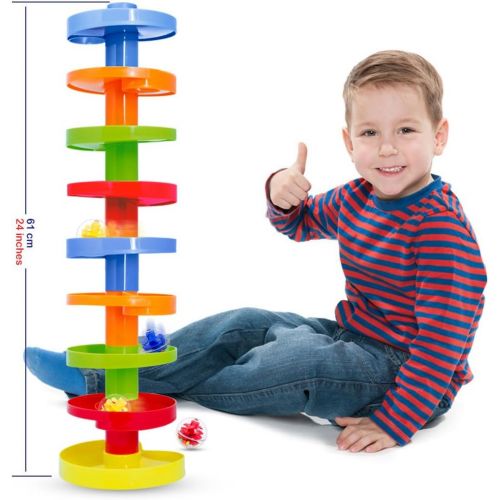  [아마존베스트]WEofferwhatYOUwant Educational Ball Drop Toy for Kids - Spinning Swirl Ball Ramp 2 Sets Activity Toy for Toddlers and Babies Safe for 9 Months and up.