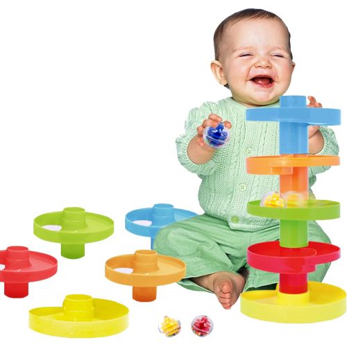  [아마존베스트]WEofferwhatYOUwant Educational Ball Drop Toy for Kids - Spinning Swirl Ball Ramp 2 Sets Activity Toy for Toddlers and Babies Safe for 9 Months and up.