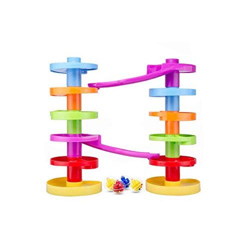  [아마존베스트]WEofferwhatYOUwant Ball Drop Educational Toy with Bridge - Advanced Spiral Swirl Ball Ramp Activity Playset for Toddlers