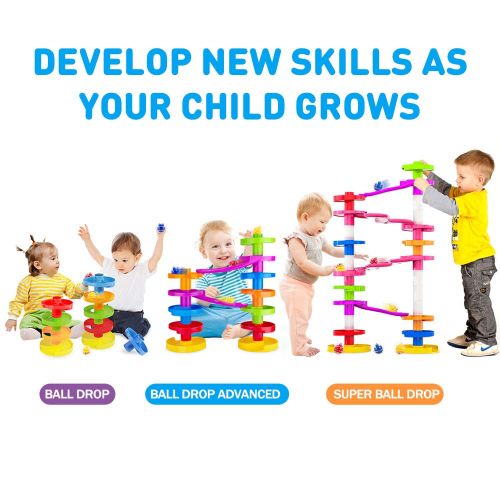  [아마존베스트]WEofferwhatYOUwant Ball Drop Educational Toy with Bridge - Advanced Spiral Swirl Ball Ramp Activity Playset for Toddlers