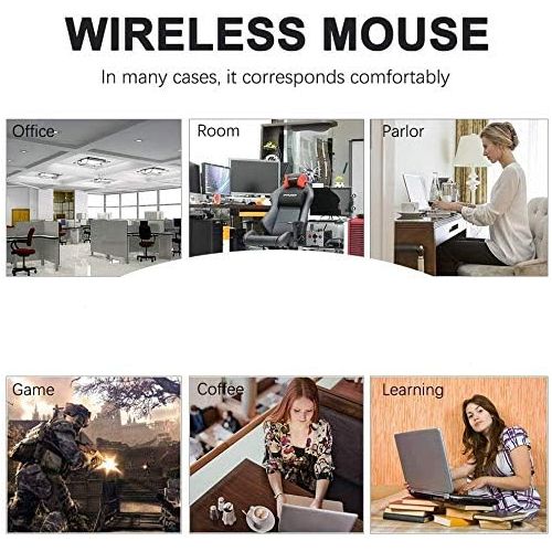  WFB Wireless Mouse Rechargeable Optical Mouse with USB Receiver Portable Gaming ,Office Mice 3 Adjustable DPI Levels,6 Buttons for PC,Laptop,Computer,Notebook,MacBook Black