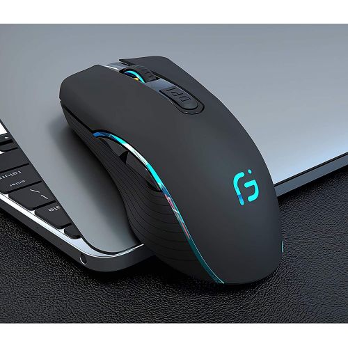  WFB Wireless Mouse Rechargeable Optical Mouse with USB Receiver Portable Gaming ,Office Mice 3 Adjustable DPI Levels,6 Buttons for PC,Laptop,Computer,Notebook,MacBook Black