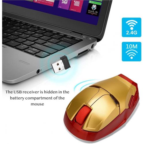  [아마존베스트]WFB Wireless Mouse Cool Gaming Mouse Ergonomic 2.4 G Portable Mobile Computer Click Silent Optical Mice with USB Receiver (Gold)