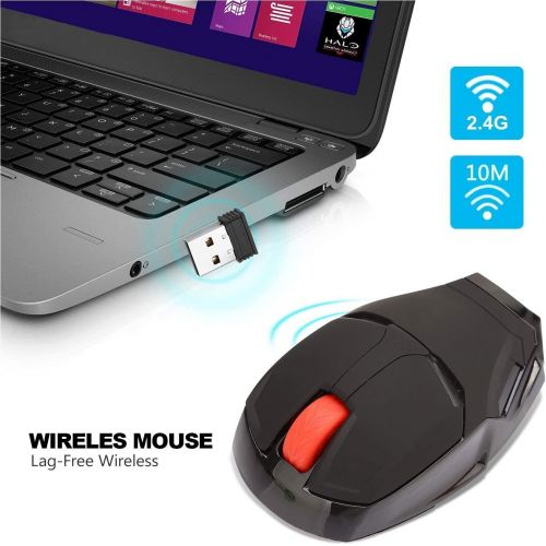  [아마존베스트]WFB Wireless Mouse Cool Gaming Mouse Ergonomic 2.4 G Portable Mobile Computer Click Silent Optical Mice with USB Receiver (Black)