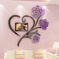 WFH Acrylic Crystal 3D Wall, Rose Living Room Sofa Background Wall, Bedroom Bedside Photo Frame Photo Decoration,Purple,M