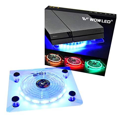  [아마존베스트]WFPOWER WF USB RGB LED Cooler Cooling Fan Stand, Multi-Color LED Light Cooler Pad Stand Accessories for PS4 Playstation 4 Pro, PS4 Slim, Xbox One X, Notebook, Laptop, Consoles