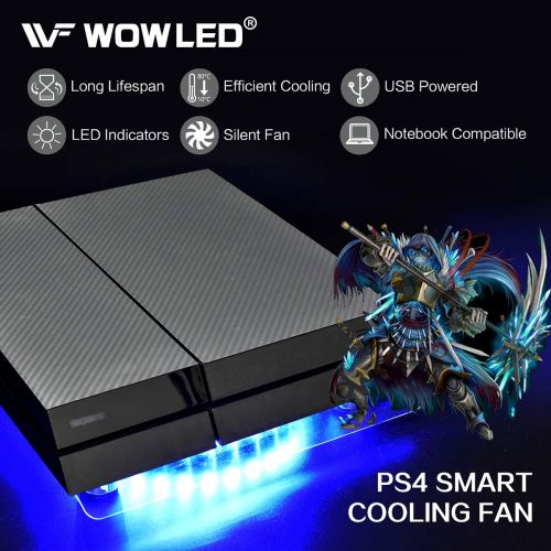  [아마존베스트]WFPOWER WF USB RGB LED Cooler Cooling Fan Stand, Multi-Color LED Light Cooler Pad Stand Accessories for PS4 Playstation 4 Pro, PS4 Slim, Xbox One X, Notebook, Laptop, Consoles