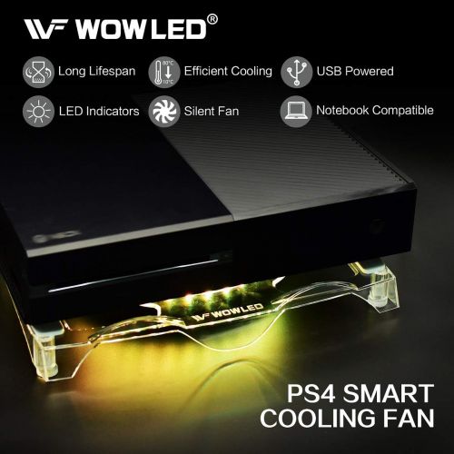  [아마존베스트]WFPOWER WF Cooling Fan for PS4, USB RGB LED Backlight, Multi-Color LED Light Cooler Stand, Gaming Mood Lights Pad, Compatible with Xbox, Playstation 4 Pro, PS4 Slim, Consoles, Notebook, La