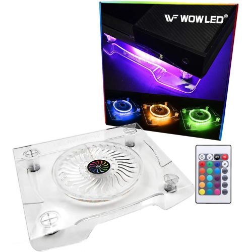  [아마존베스트]WFPOWER WF Upgrade USB RGB LED Cooler Cooling Fan Stand, Wireless Remote Controller IR, Multi-Color LED Light Accessories for PS4 Playstation 4 Pro, PS4 Slim, Xbox One X, Notebook, Laptop,