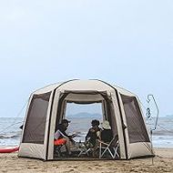 WFTD Hexagonal Inflatable Tent with Inflator and Storage Bag, 15D Polyester Silver Coating Waterproof 2000MM, Outdoor Beach Tent Sun Shelter for Camping Trips, Fishing, Backyard Fu
