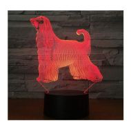 WFTD 3D Night Light 7 Color LED Light Acrylic Material Dog Pattern Mood Lights USB Power Supply with Remote Control Childrens Bedside Lamp,C